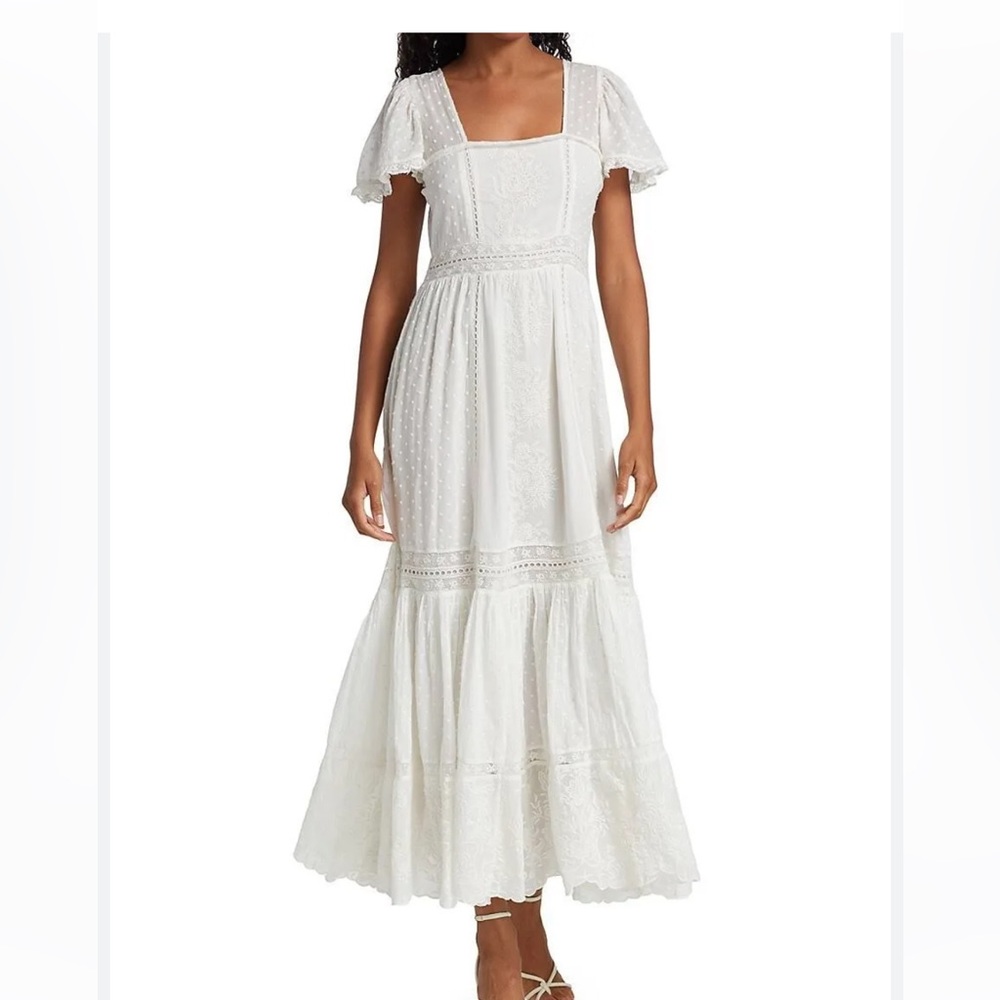 Beautiful white embroidered love shack fancy maxi dress